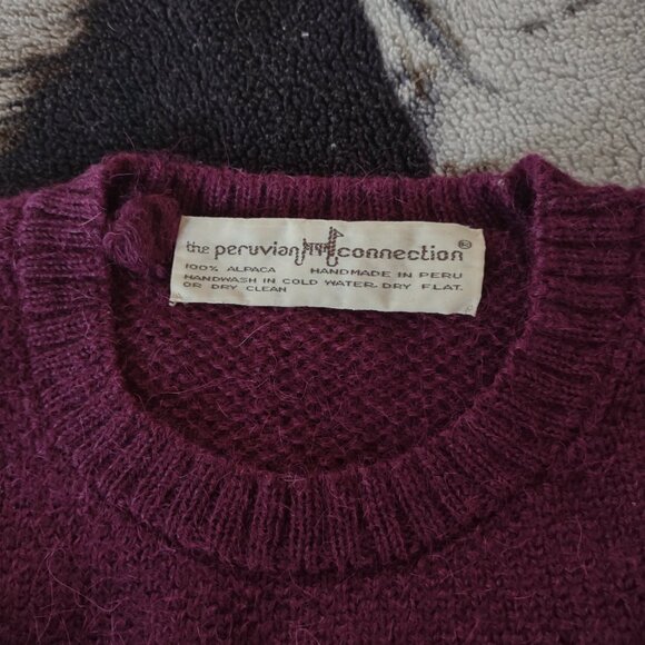 Peruvian Connection Purple Alpaca High-Collar Sweater Handmade Peru - Picture 10 of 10